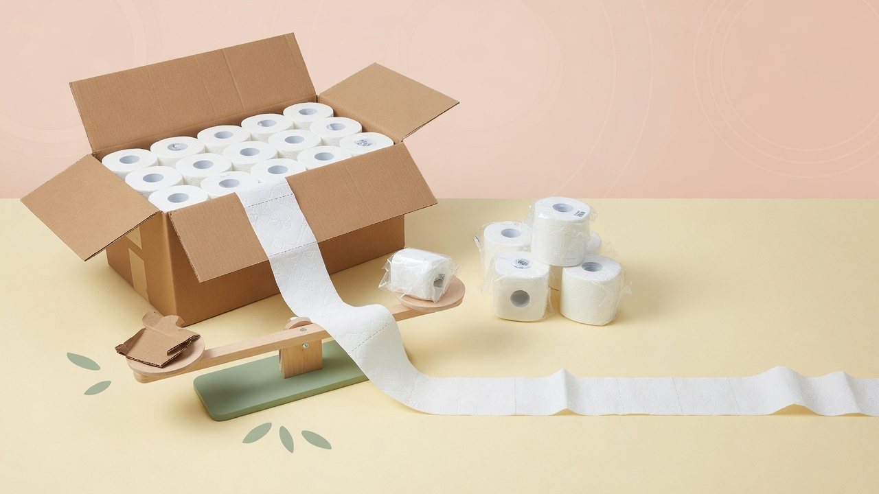 巻き長とロール数が異なるトイレットペーパーのケース