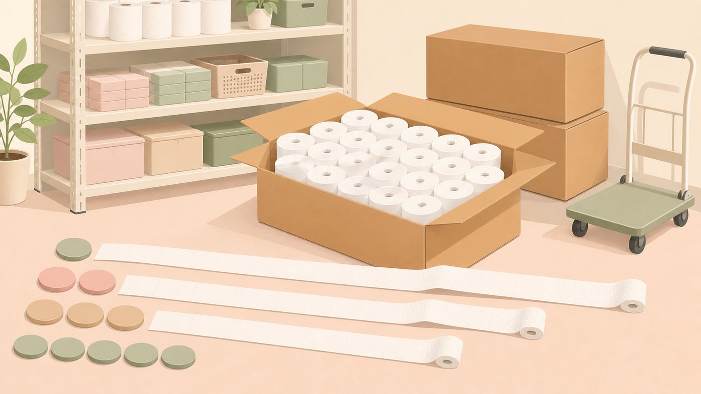 芯なしトイレットペーパーを選ぶ4つの視点のイラスト