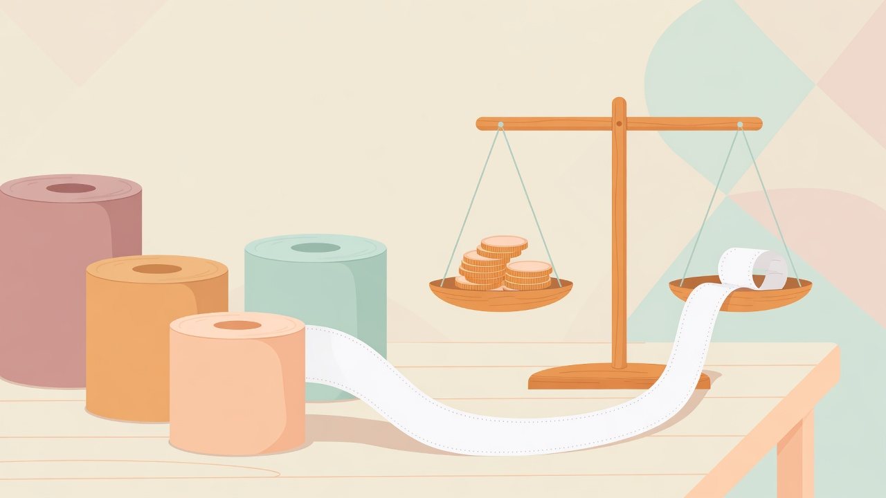 シングルのトイレットペーパーを巻長ごとに比べるイラスト