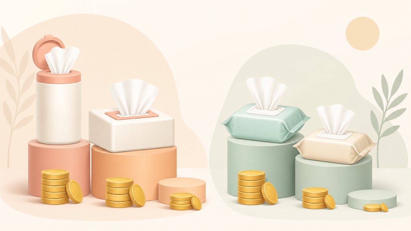 ウェットティッシュの1枚あたり単価を計算するイラスト