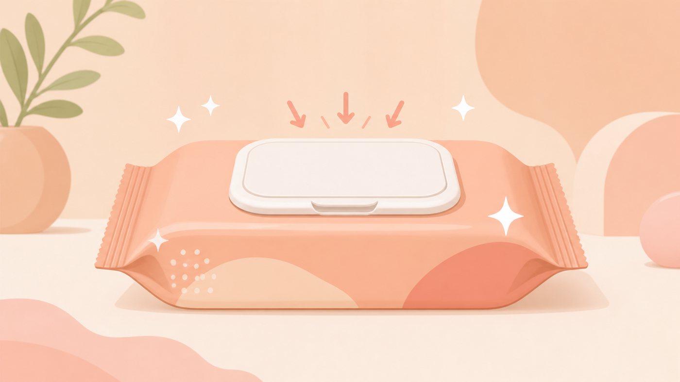 ウェットティッシュの保管と使い方のイラスト