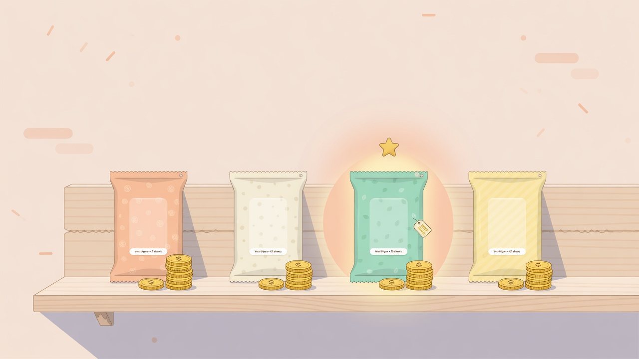 用途と形態でウェットティッシュを分けたイラスト