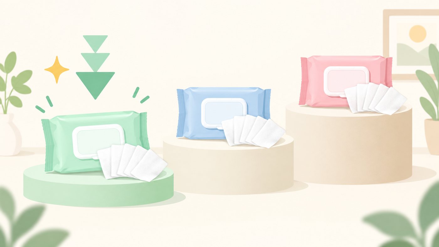 おしりふきの袋を入数ごとに並べたイラスト