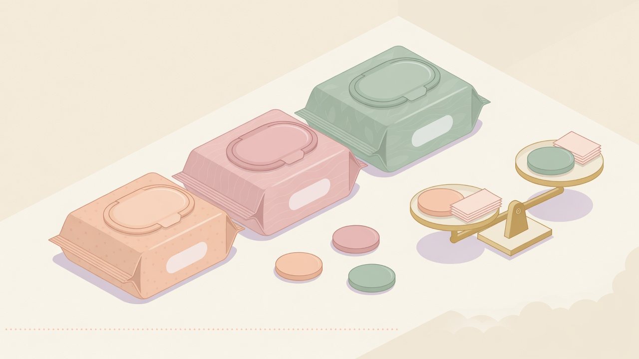 厚手のウェットティッシュを1枚あたりで比べるイラスト