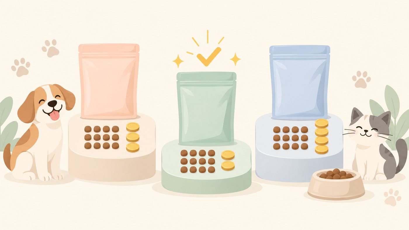 ウェットシートの袋を並べて1枚あたりを比べるイラスト