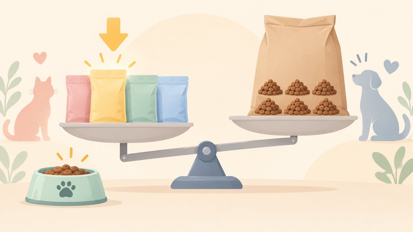 袋の値段と1枚あたりの単価を比べるイラスト