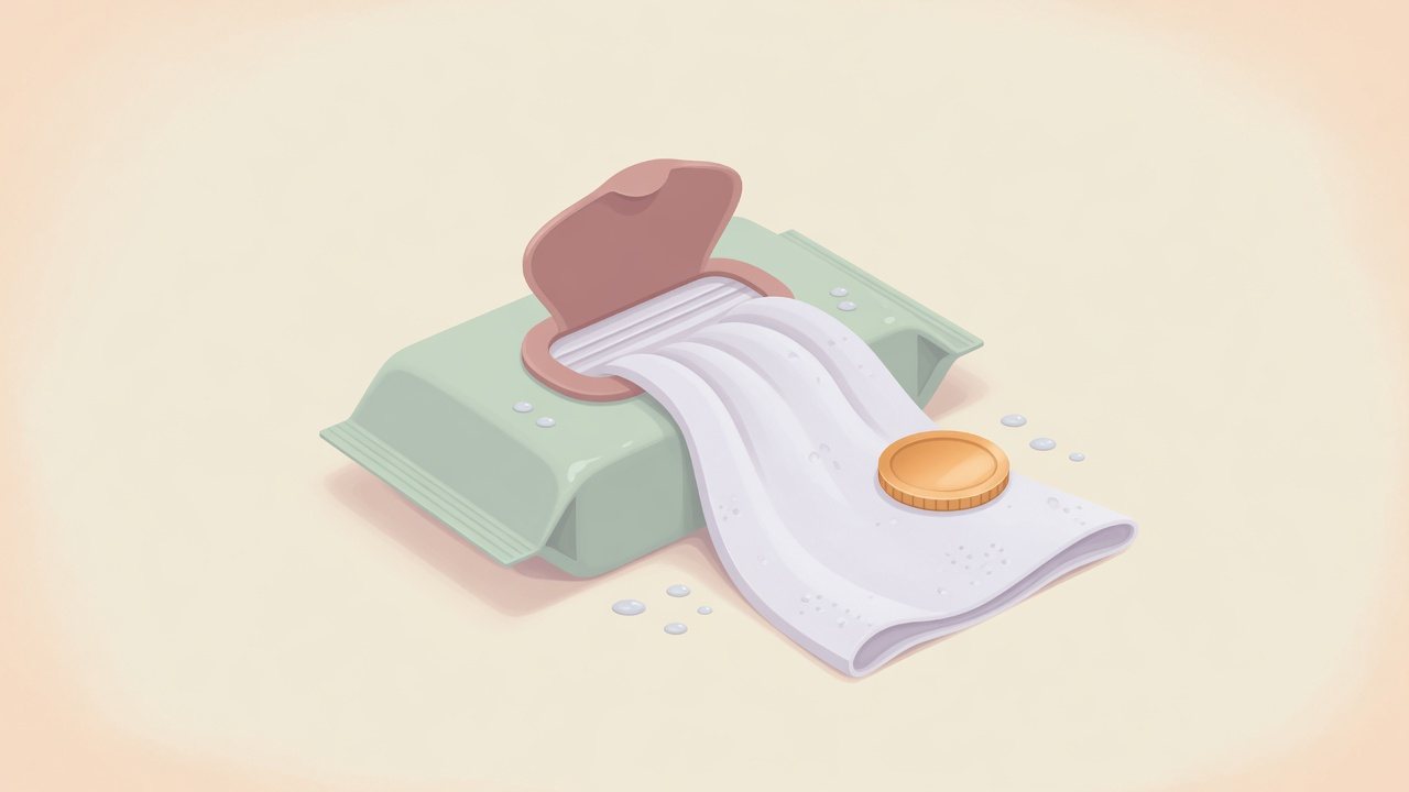 フローリングを拭くウェットシートのイラスト
