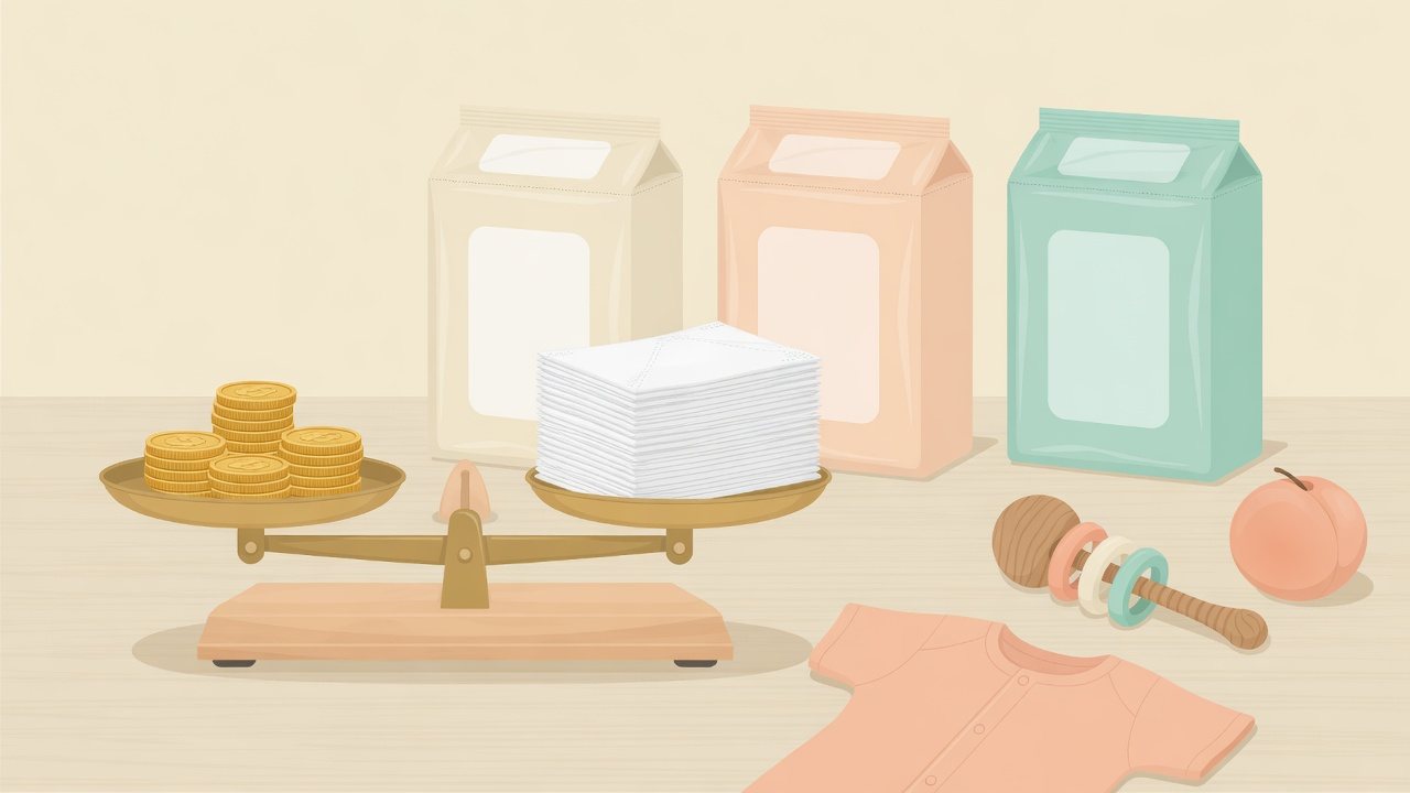 積み重ねた赤ちゃん用おしりふきのパックのイラスト