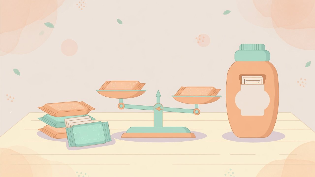 ウェットティッシュを1枚あたりで比べるイラスト