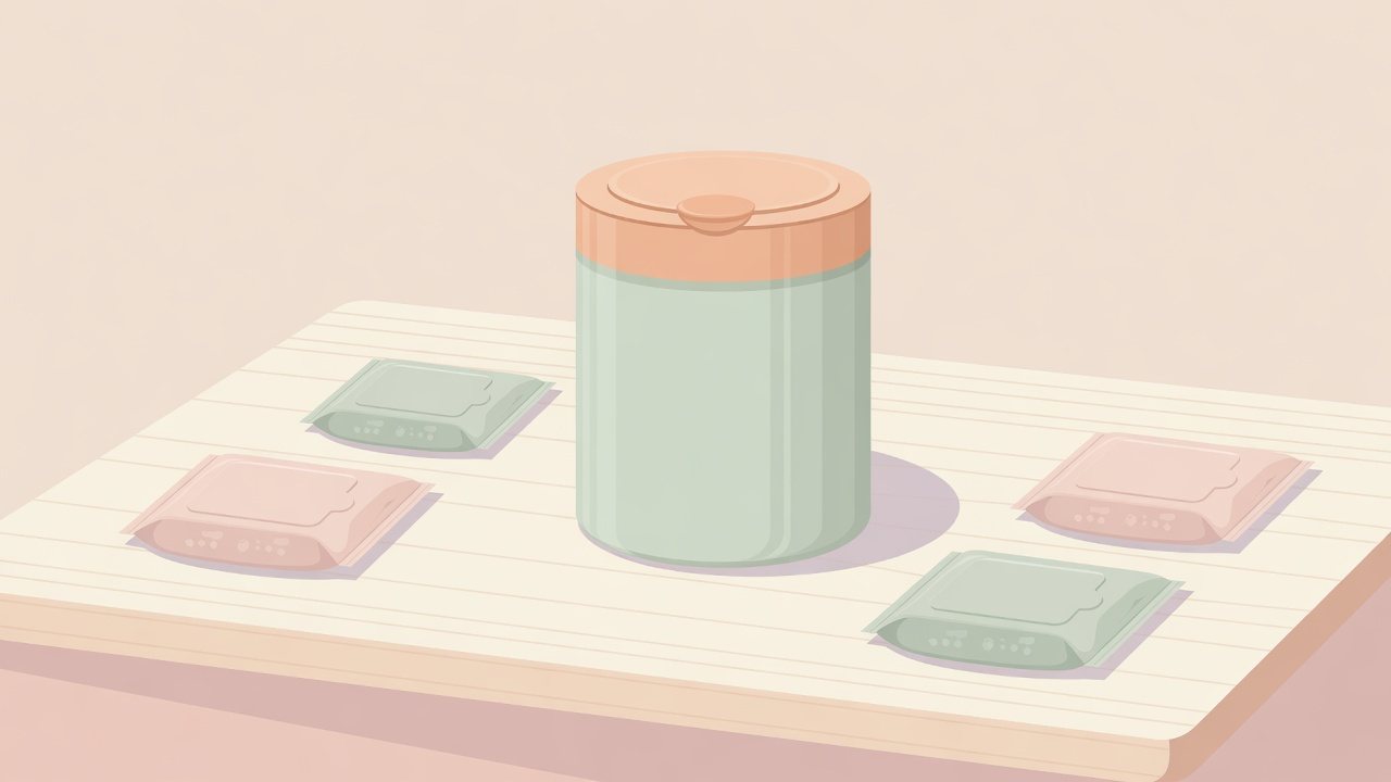 本体ケースと詰替パックを並べたイラスト