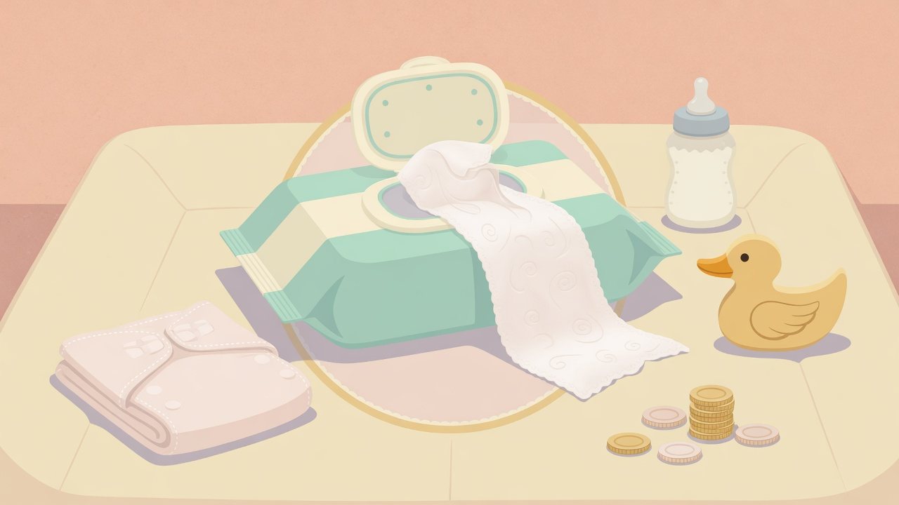 おしりふきのパックが並ぶイラスト