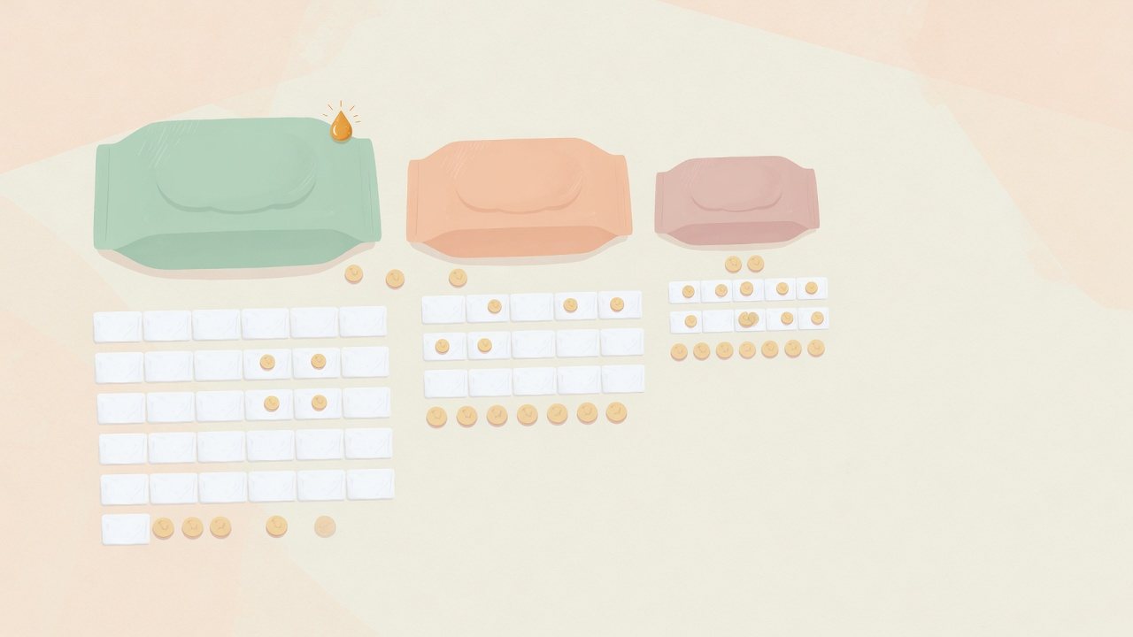 ウェットティッシュを1枚単位で比べるイラスト